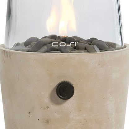 Cosicement Round Concrete Tabletop Outdoor Gas Fire Lantern