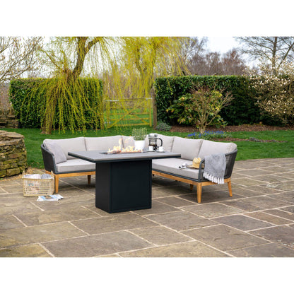 Cosiloft 120 Black Grey Relaxed Gas Fire Pit Dining Table