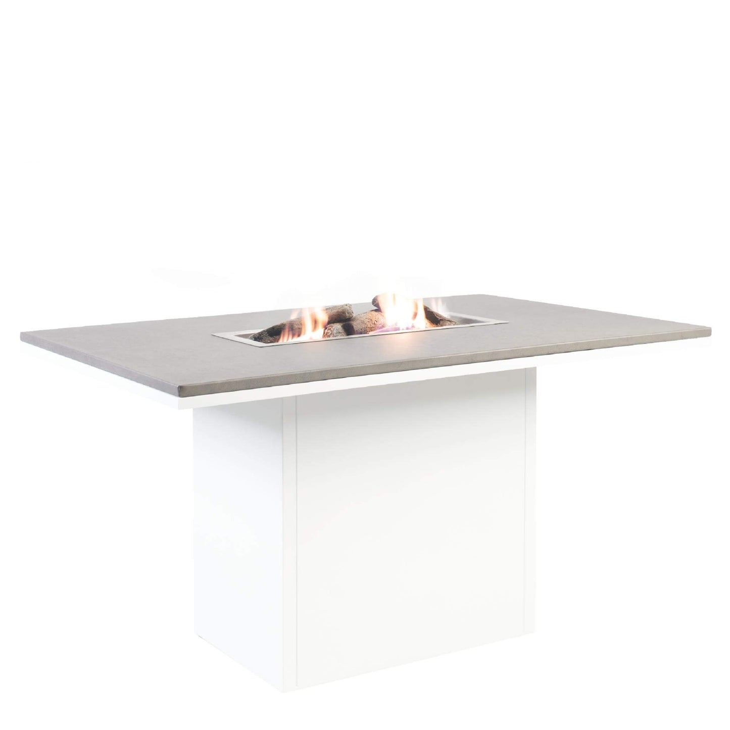 Cosiloft 120 White and Grey Relaxed Outdoor Gas Fire Pit Dining Table