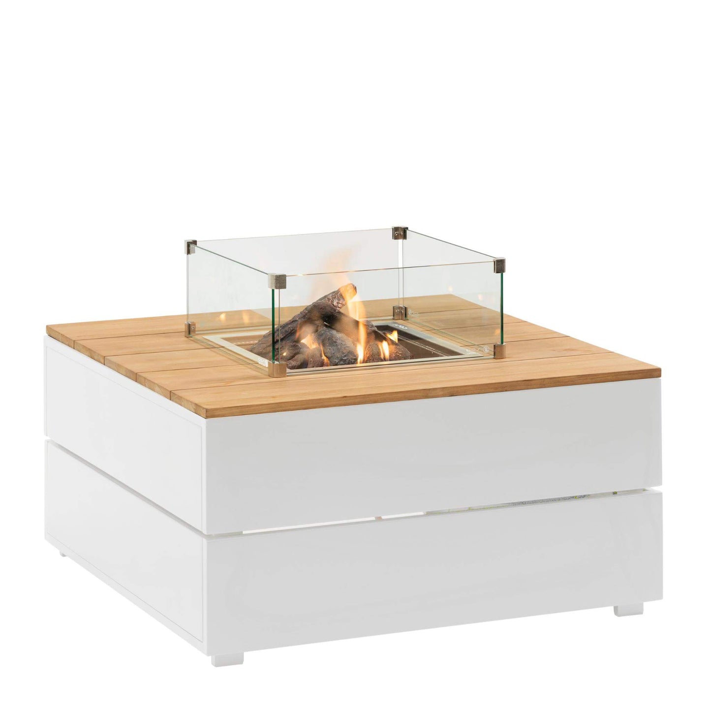 Cosipure 100 Square Teak Tabletop Outdoor Gas Fire Pit Table
