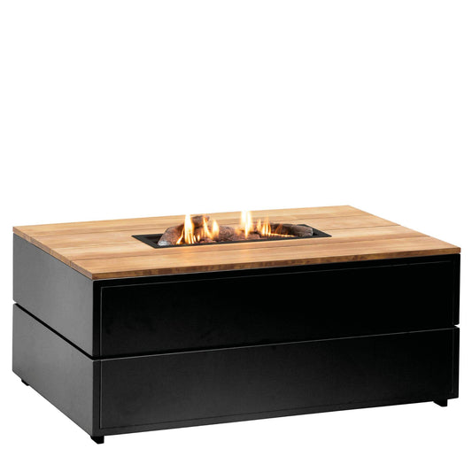 Cosipure 120 Rectangular Black and Teak Outdoor Gas Fire Pit