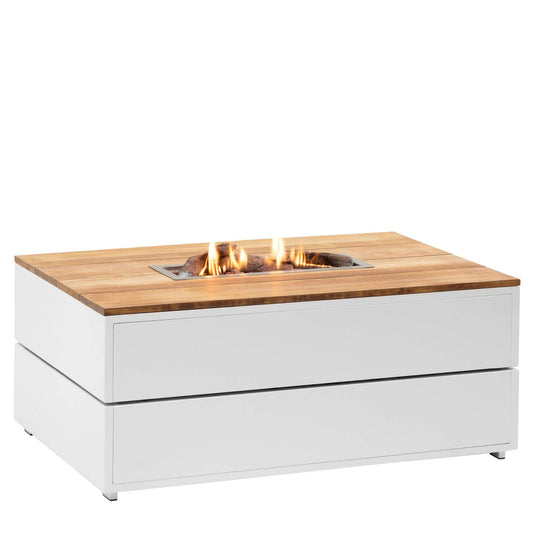 Cosipure 120 Rectangular White and Teak Outdoor Gas Fire Pit