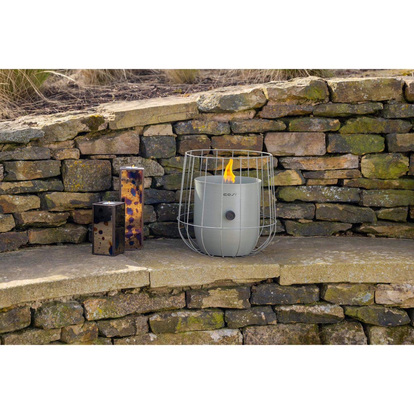 Cosiscoop Basket Steel Tabletop Outdoor Gas Fire Lantern