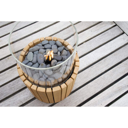 Cosiscoop Timber Round Small Outdoor Gas Fire Lantern